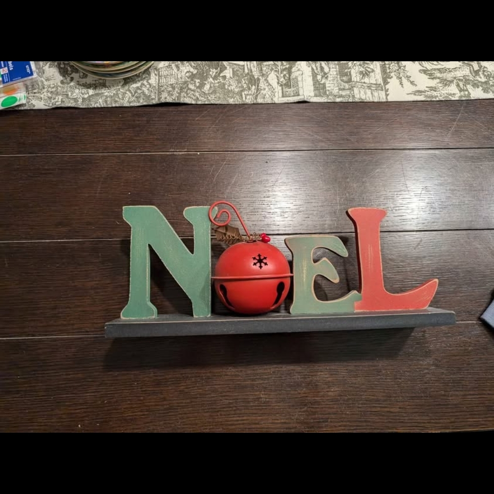 Festive Noel Holiday Decoration with Red Bell